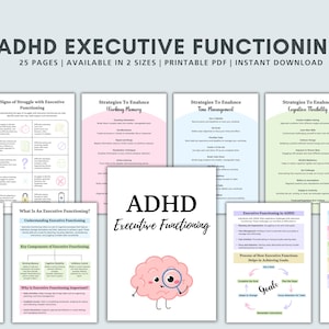 Executive Functioning worksheets, Executive Functioning Strategies, Executive Functioning Wheel, ADHD Therapy Worksheets Bundle