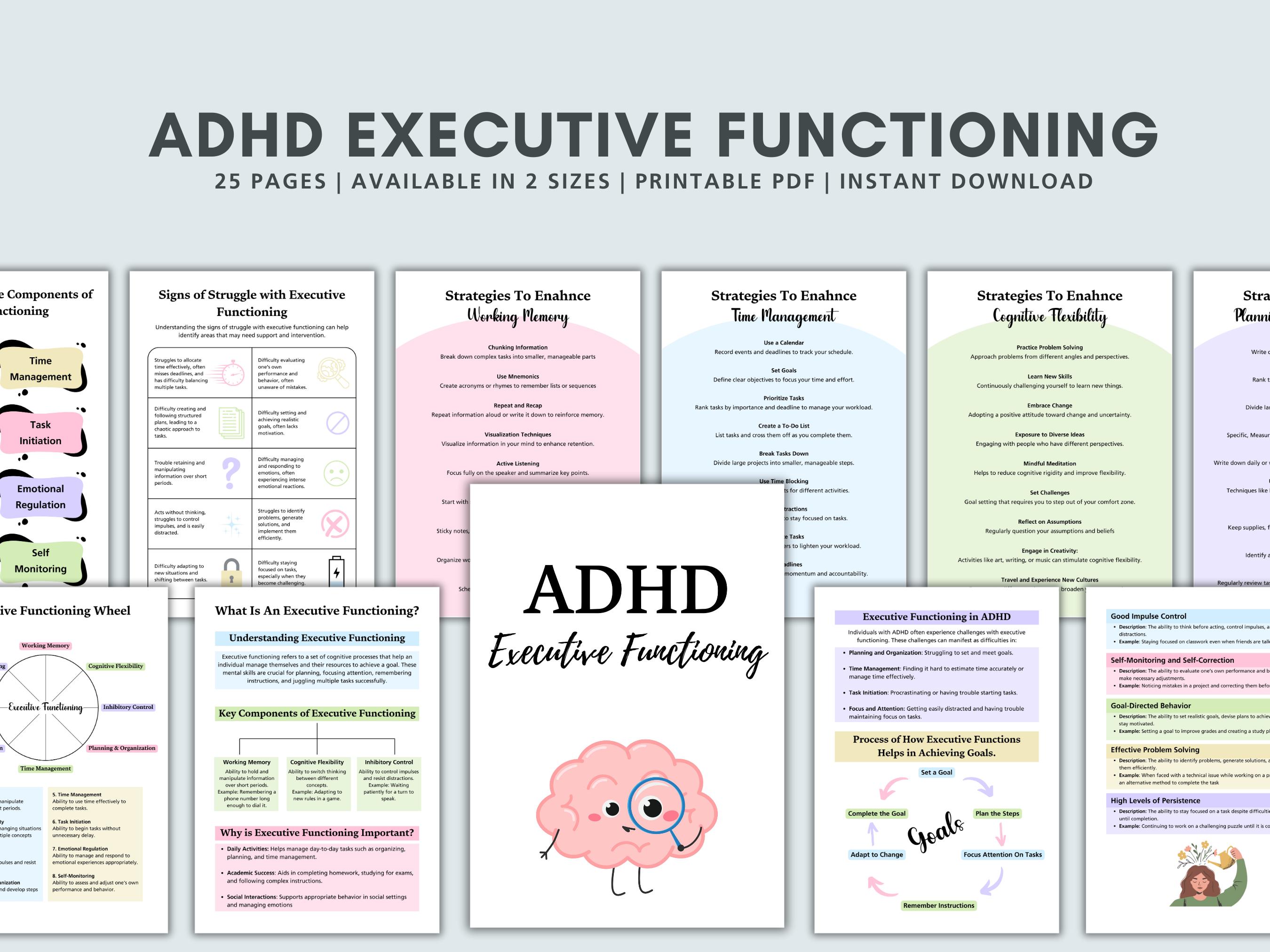 ADHD Executive Functioning Worksheets: Coping Skills, Therapy Tools ...