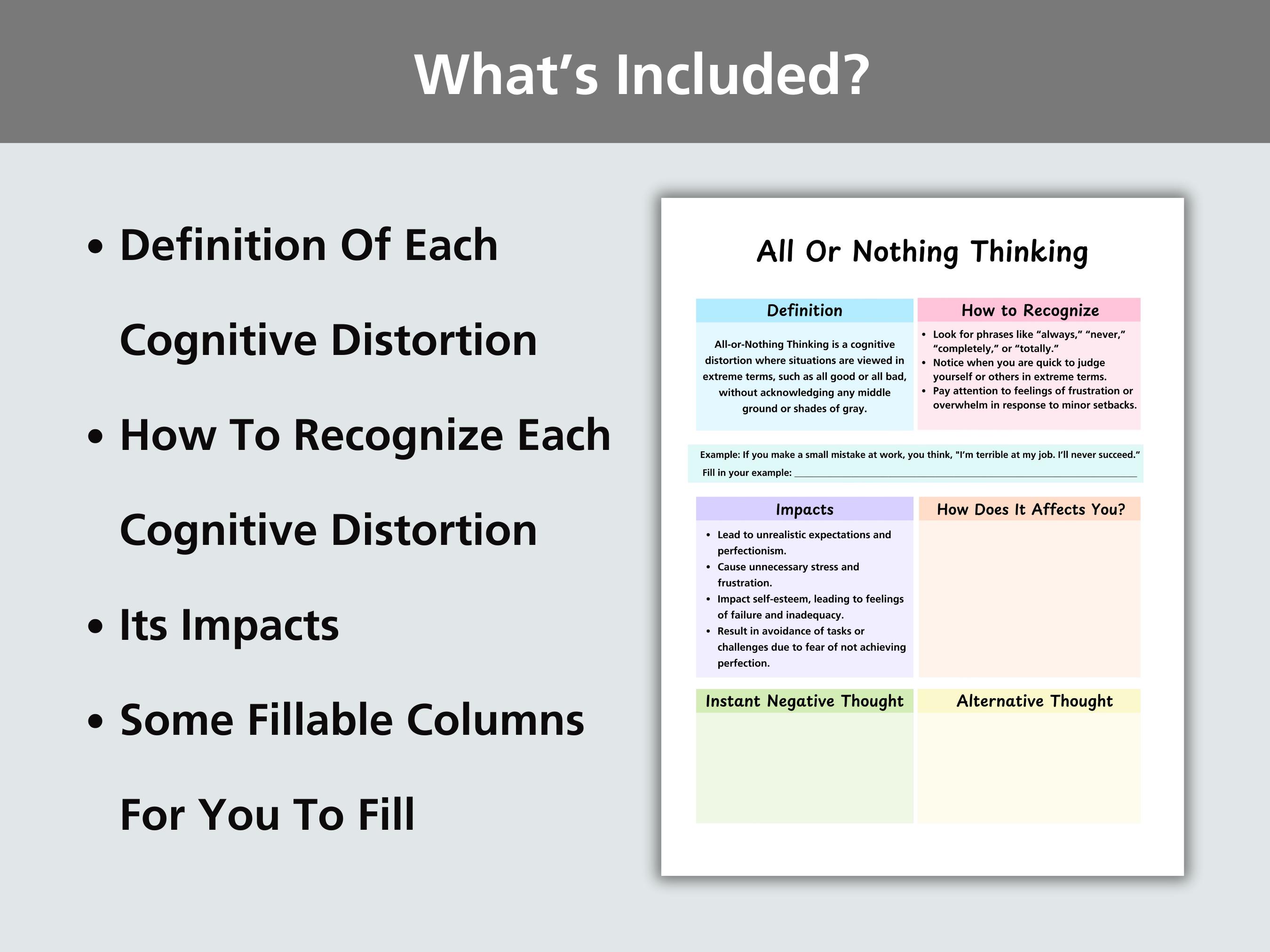 Mental filtering and cognitive distortions practice