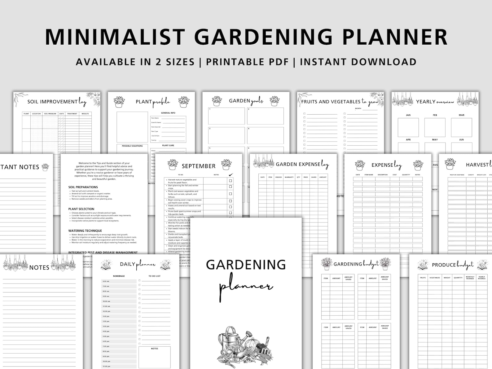 Minimalist Gardening Planner Printable, Garden Planner, Plant Planner, Garden Journal, Garden ...