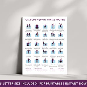 Full Body Water Aerobics Workout Printable, Aqua Exercise Chart, Pool Workout Routine PDF, Low Impact Water Exercises, Aquatic Fitnes