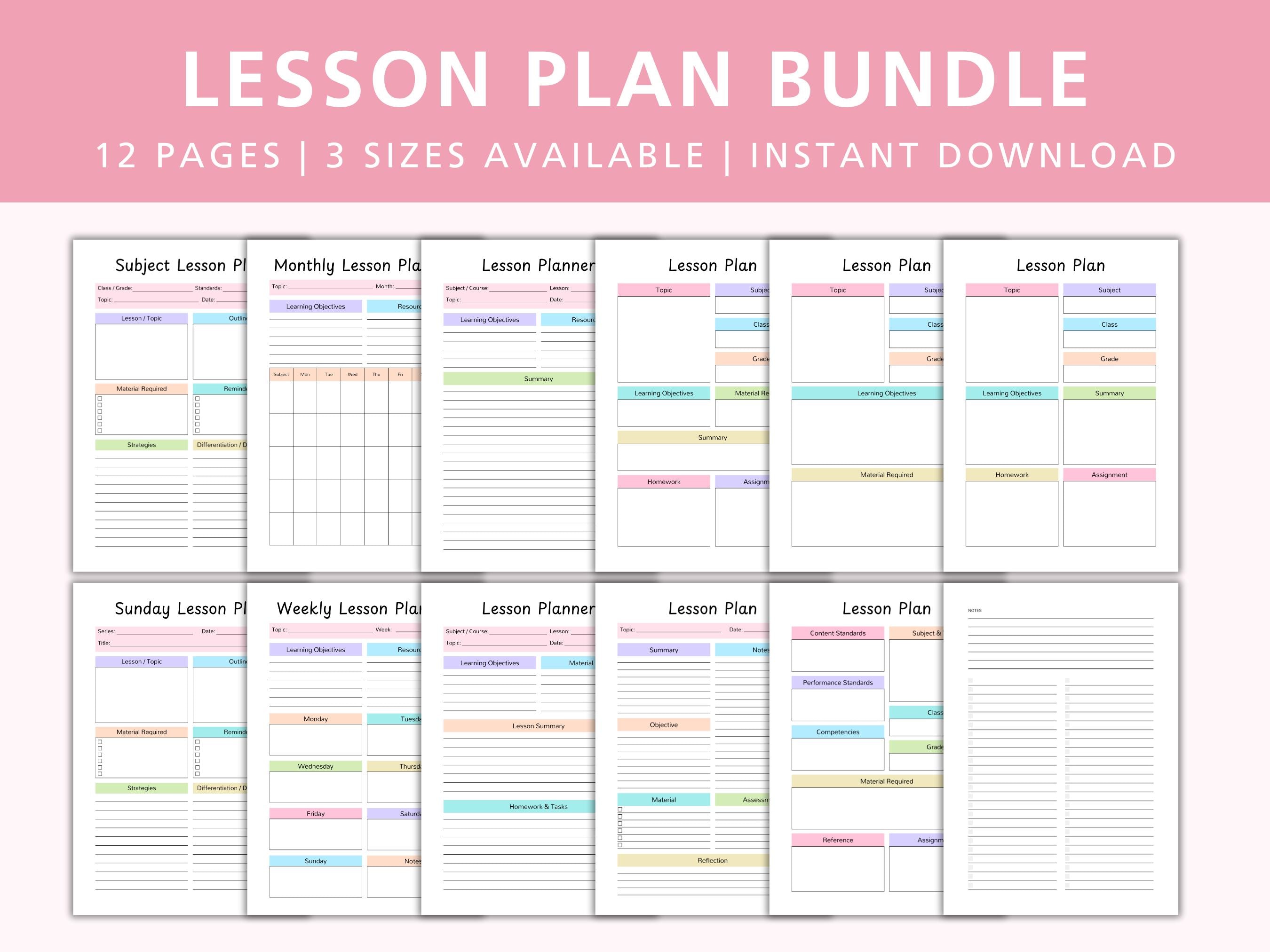 Teacher Lesson Planner Bundle: Weekly & Monthly Printable (PDF) - Etsy