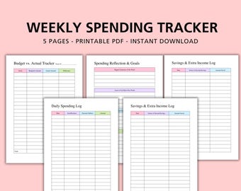 Weekly Spending Tracker: 5-Page Budget Planner (Printable PDF)
