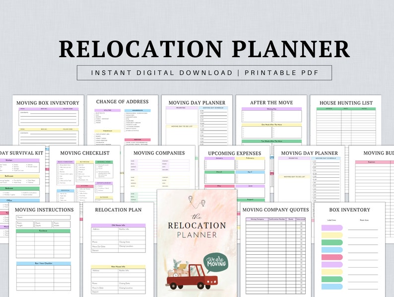 Printable Moving Planner, Moving Checklist, Moving Binder