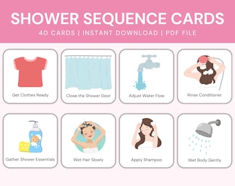 Shower Routine Cards: Visual Schedule for Kids & Adults (PDF)