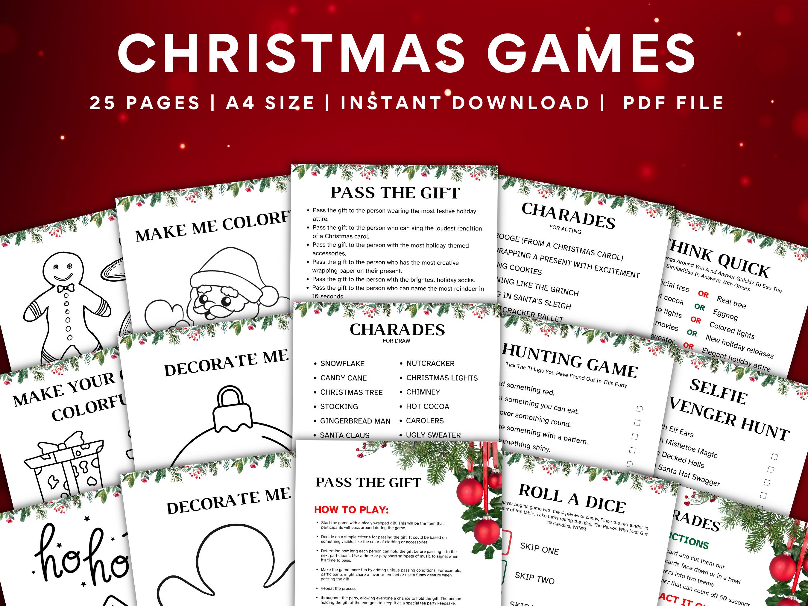 25 Printable Christmas Activities, Christmas Activity Bundle, Christmas ...