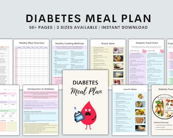 Diabetes Meal Planner, Diabetic Food Chart, Blood Sugar Tracker, Grocery List, Diabetic Food List, Nutrition List, Instant Download