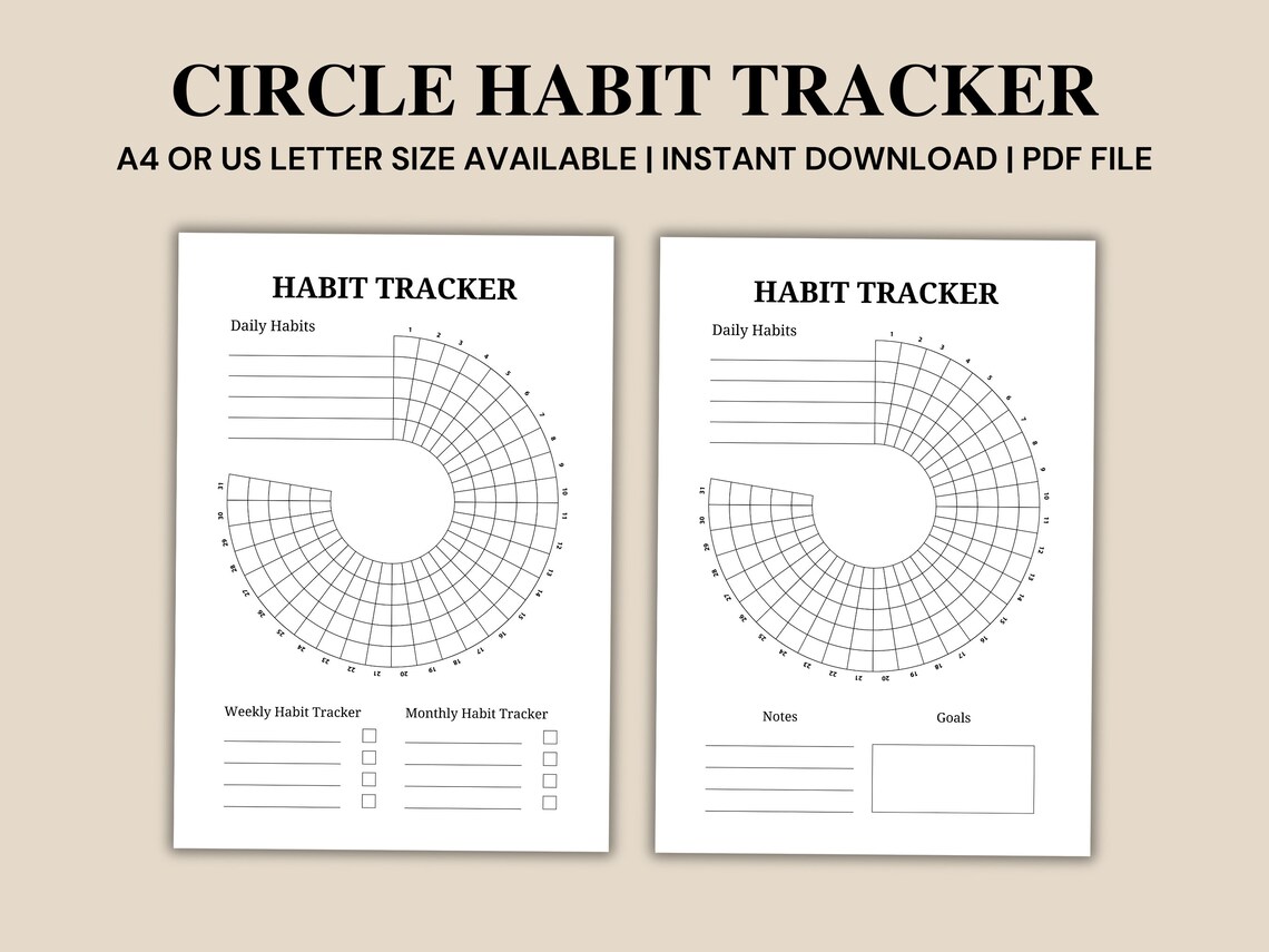 Circle Daily Habit Tracker PDF, Habit Track Printable, Routine Tracking ...