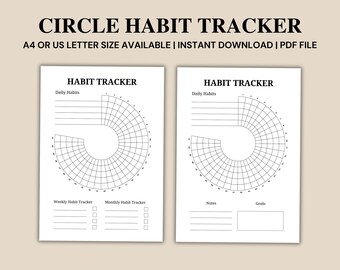 Tracker delle abitudini quotidiane Circle PDF, tracciamento delle abitudini stampabile, monitoraggio delle abitudini di routine, tracciamento delle abitudini quotidiane, tracciamento delle abitudini quotidiane, download immediato