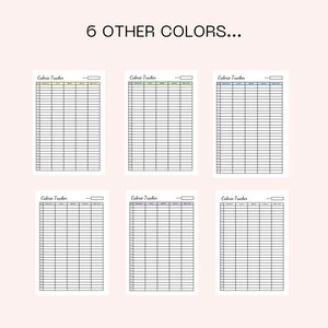 Puede incluir: Seis p&aacute;ginas imprimibles de seguimiento de calor&iacute;as en diferentes colores. Cada p&aacute;gina tiene una tabla con columnas para el desayuno, el almuerzo, la cena, los refrigerios y las calor&iacute;as totales.