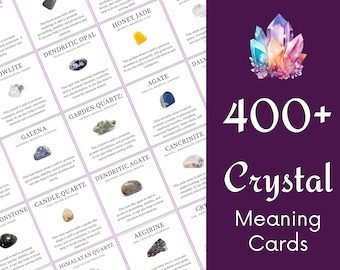 400 Editable Crystal Meaning Cards, Printable Gemstone Meaning Cards, Printable Gemstone Cards, Digital Crystal Cards, Instant Download