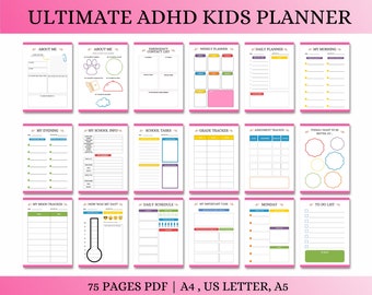 子供向け ADHD プランナー、印刷可能な ADHD プランナー、ADHD 生産性プランナー、ADHD デジタル プランナー、ADHD デイリー プランナー、ADHD ライフ プランナー PDF