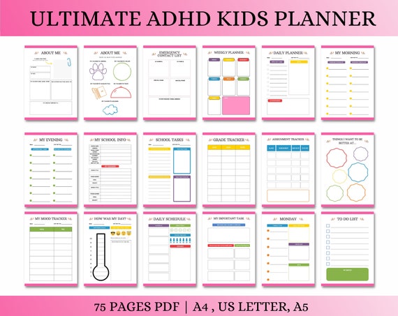 ADHD Planner For Kids, Adhd Planner Printable, ADHD Productivity Planner, adhd digital planner, adhd daily planner, adhd life planner PDF