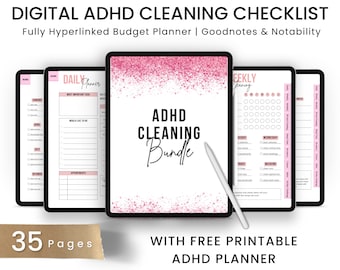 ADHS-Reinigungs-Checkliste bearbeitbar, Adhd-Reinigungsplan, Adhd-Reinigungsplaner, Adhd-To-Do-Liste, Adhd-Planer