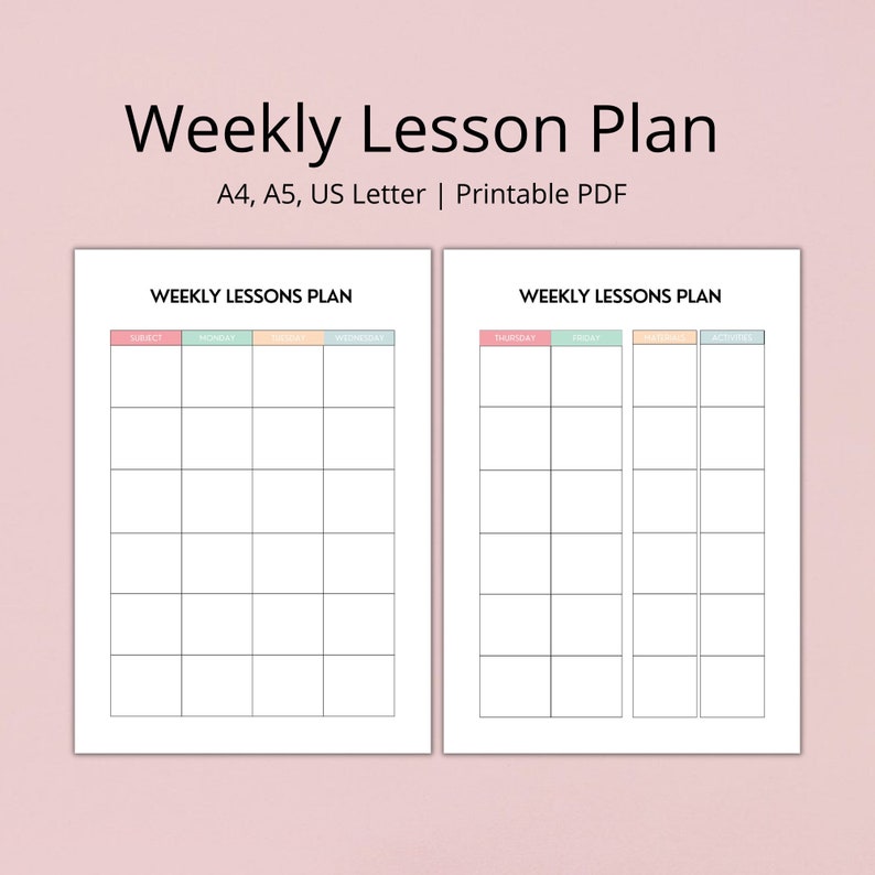 Printable Lesson Plan, Teacher Lesson Planner, Teacher Planner, Lesson Plan Template, A4, LETTER, A5 PDF image 1