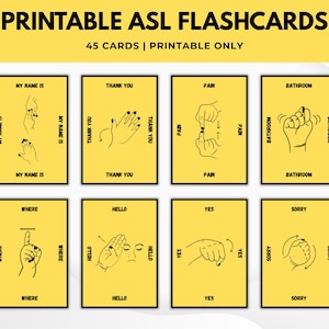 Printable ASL Flashcards: 45 Illustrated Sign Language Cards (PDF Download)