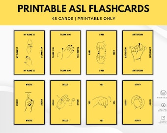 Printable ASL Flashcards: 45 Illustrated Sign Language Cards (PDF Download)