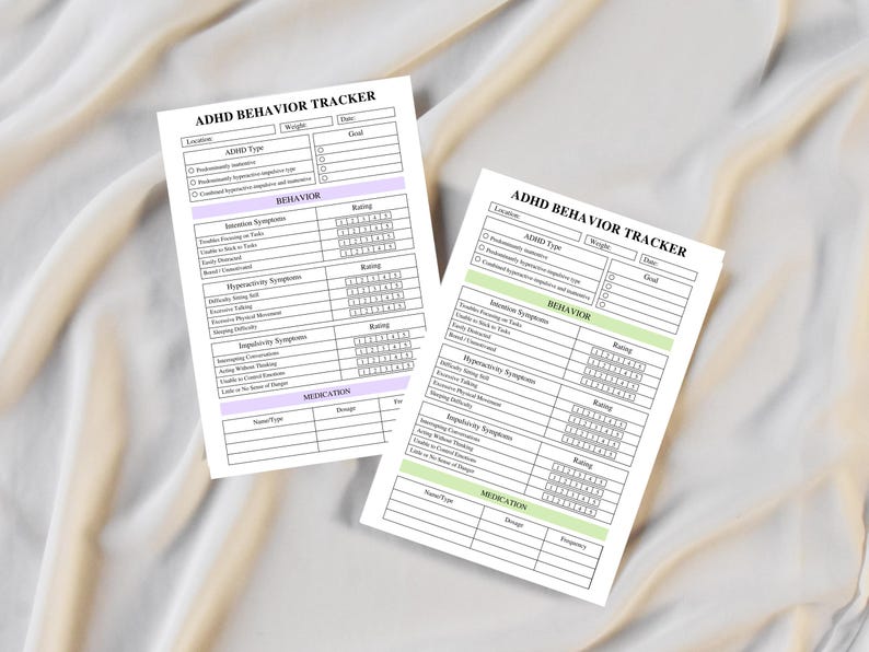 Pink Behavior Tracker ADHD Behavior Tracker Printable, Pink Daily Mood Symptom Log, Coping ...