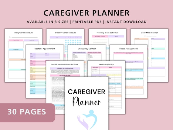 Caregiver Planner Printable, Medical Binder Records Printable Caregiver Schedule Caregiver Daily Task Log, Elderly Care Caregiver Schedule