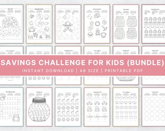 Kids Saving Challenge Bundle, Savings Challenge Tracker Bundle, Money Challenge, Savings Tracker Printable, Instant Download