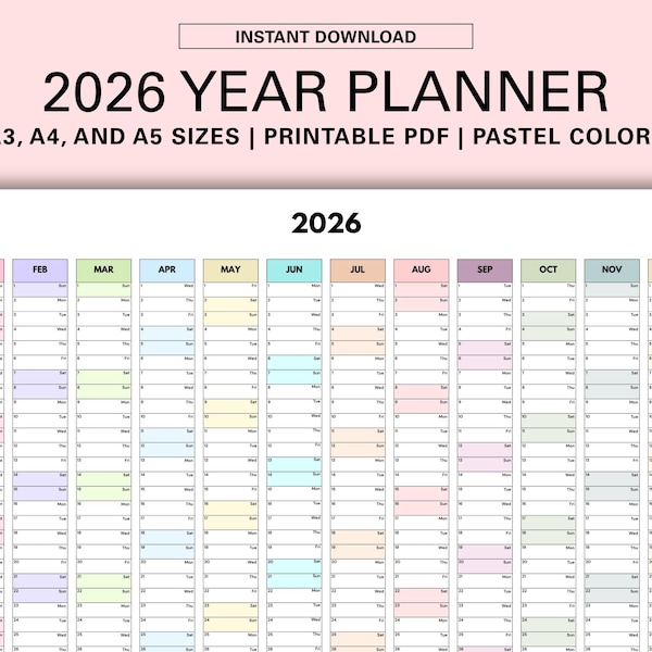 2026 Year Planner Etsy Uk