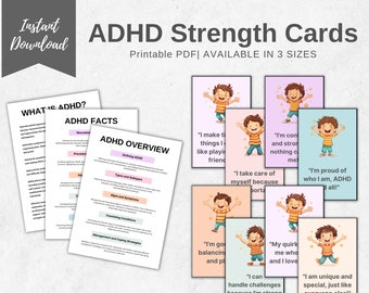 Karty siły ADHD, Funkcjonowanie wykonawcze, Społeczna nauka emocjonalna, GAD, Terapia dla dzieci, Adhd Supper Power Natychmiastowe pobieranie