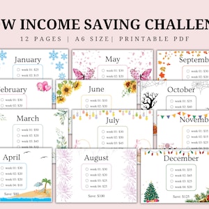 A6 Landscape Monthly Savings Challenge Bundle, Money Challenge, A6 Mini Savings Challenge Bundle, Savings Tracker Printable