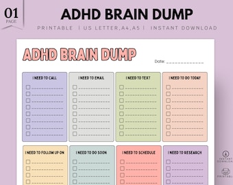 ADHD Brain Dump Printable Planner: To-Do List Organizer (PDF Download)