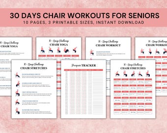 Yoga en silla para personas mayores: Guía de ejercicios de bajo impacto de 30 días (PDF imprimible)