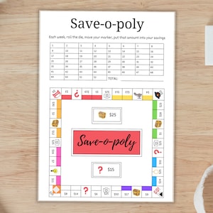 Saveopoly Savings Challenge Printable, Money Savings Challenge, Digital Download, Savings Tracker, Savings Challenge