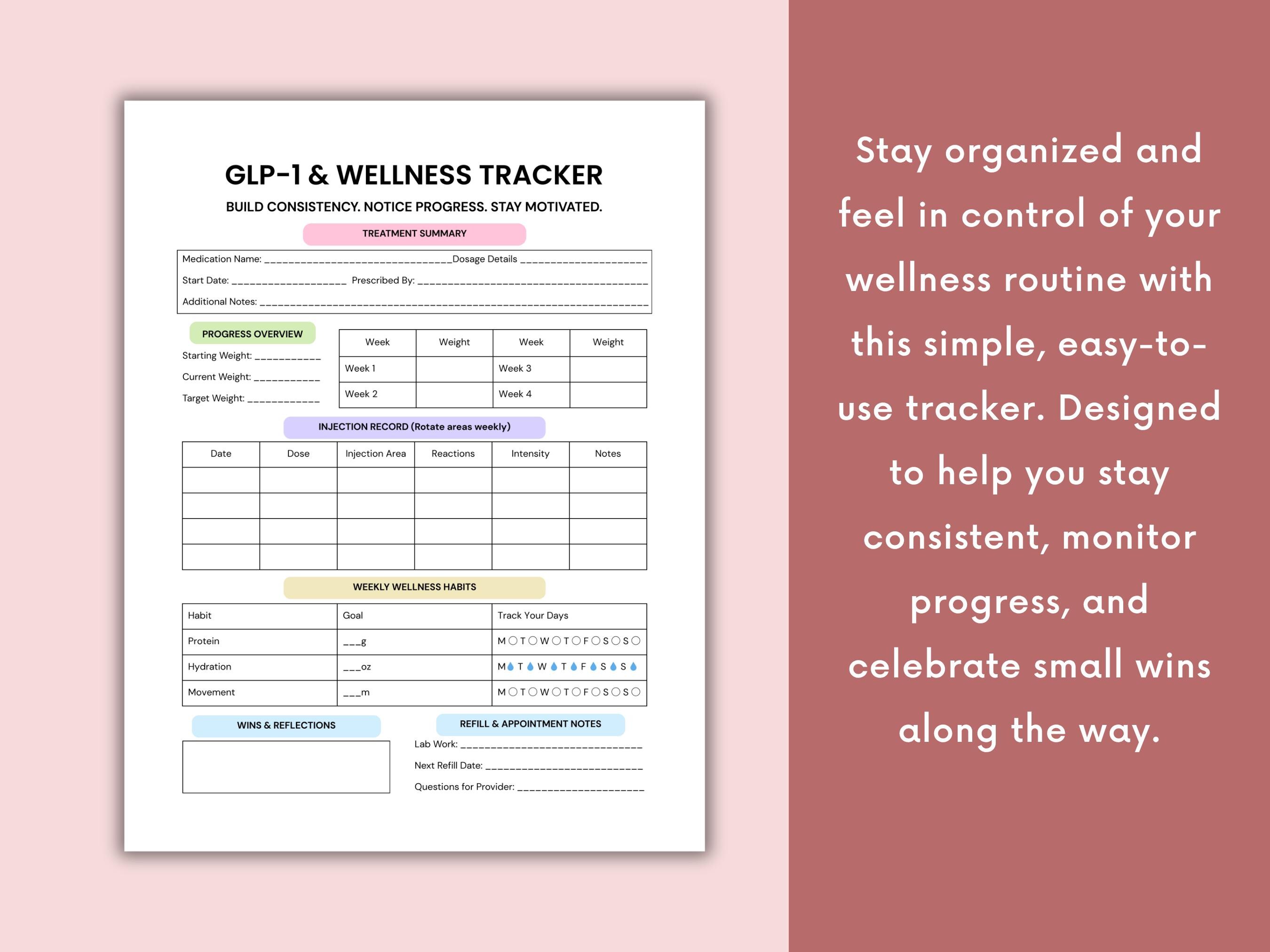 GLP-1 Wellness Tracker | Weight Loss Injection Tracker | Semaglutide ...