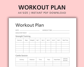Workout Tracker Printable: Strength & Cardio Log (PDF)