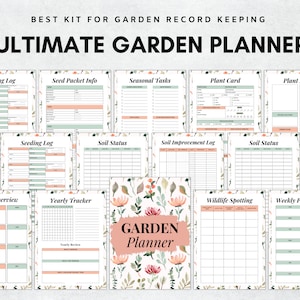 Planificador de jardinería imprimible, Planificador de jardines, Planificador de plantas, Diario de jardín, Organizador de jardines, Registros de plantas, Libro de registro de jardinería, A4, Carta