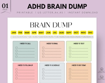 ADHD Brain Dump Printable Planner: To-Do List Organizer (PDF Download)