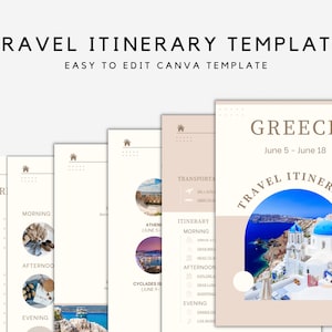 Digital Travel Itinerary Template, Vacation Planner Template, Minimalist Trip Itinerary Digital Template, Editable Canva Template