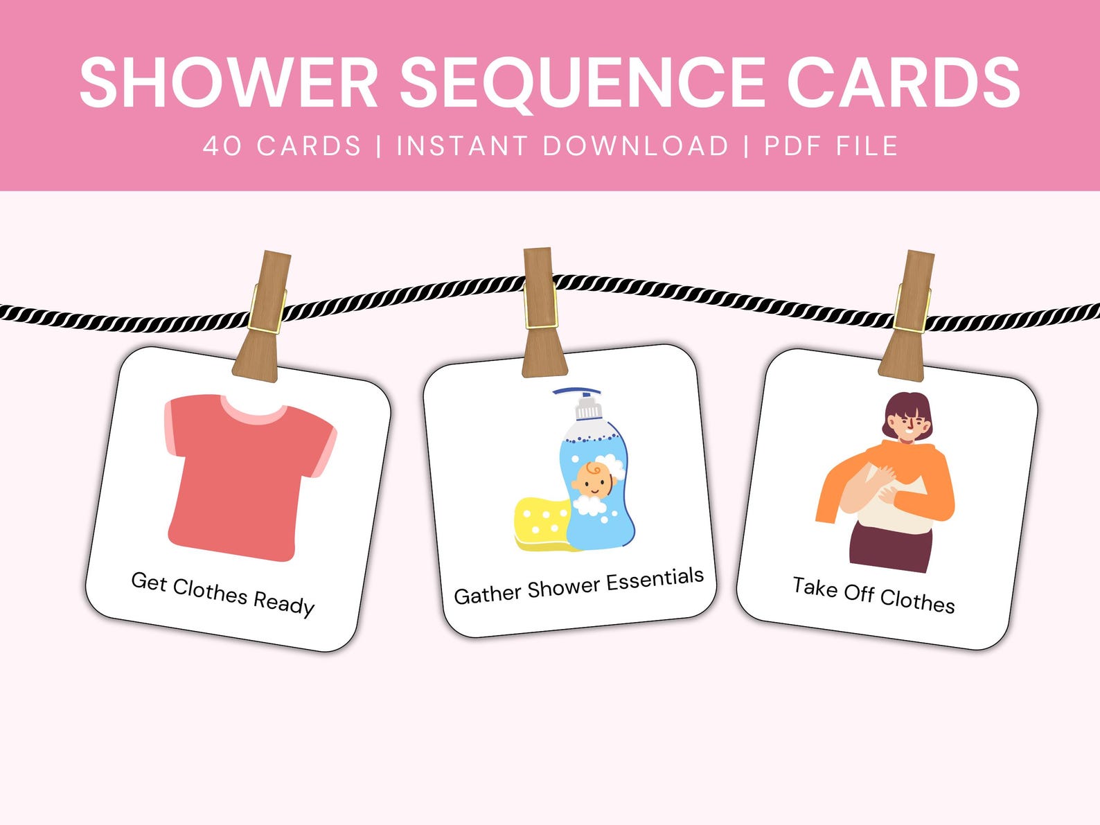 Shwer Routine Card Shower Routine Cards: Visual Schedule for Kids & Adults (PDF) - Etsy