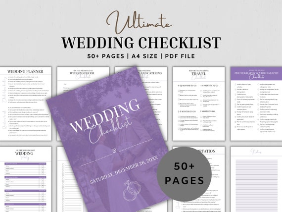 Lista di controllo del matrimonio stampabile, lista di controllo