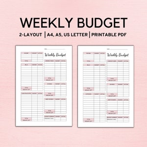 Weekly Budget Planner Template, Paycheck Budget Printable, Budget Template A4 A5 Letter PDF