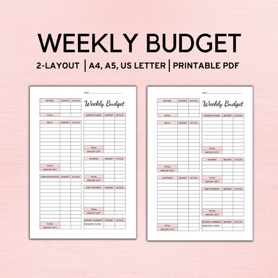 Weekly Budget Planner Template Paycheck Budget Printable - Etsy