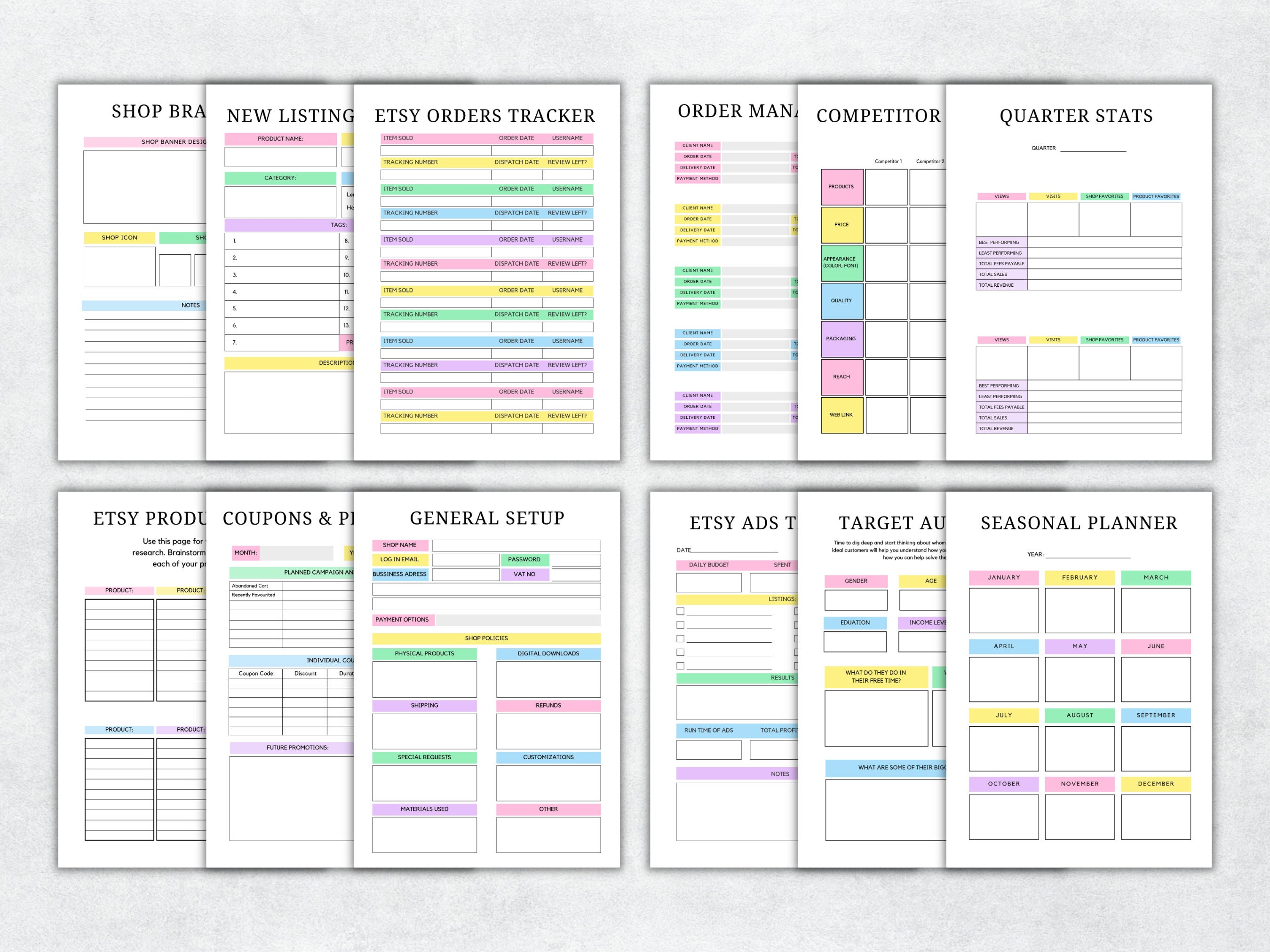 Etsy Shop Planner Printable, Etsy Business Plan, Etsy Seller Planner, Digital Business Planner ...