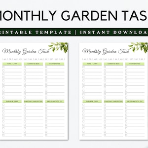 Tareas Mensuales De Jardín, Planificador De Jardines, Planificador De Plantas, Registros De Plantas, A4, Carta