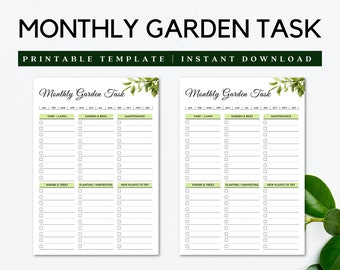 Monthly Garden Tasks, Garden Planner, Plant Planner, Plants Records, A4, Letter
