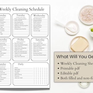 Editable Weekly Cleaning Schedule, Cleaning Planner Printable, Cleaning Checklist, Cleaning Routine, House Chores, Cleaning Template, PDF image 2