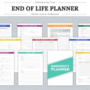 End of Life Planner Printable, Emergency Binder Printable, Beneficiary Info, Last Wishes Planner, Estate Planning Binder, Will Preparation