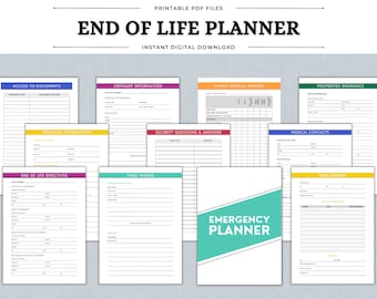 End of Life Planner Printable, Emergency Binder Printable, Beneficiary Info, Last Wishes Planner, Estate Planning Binder, Will Preparation