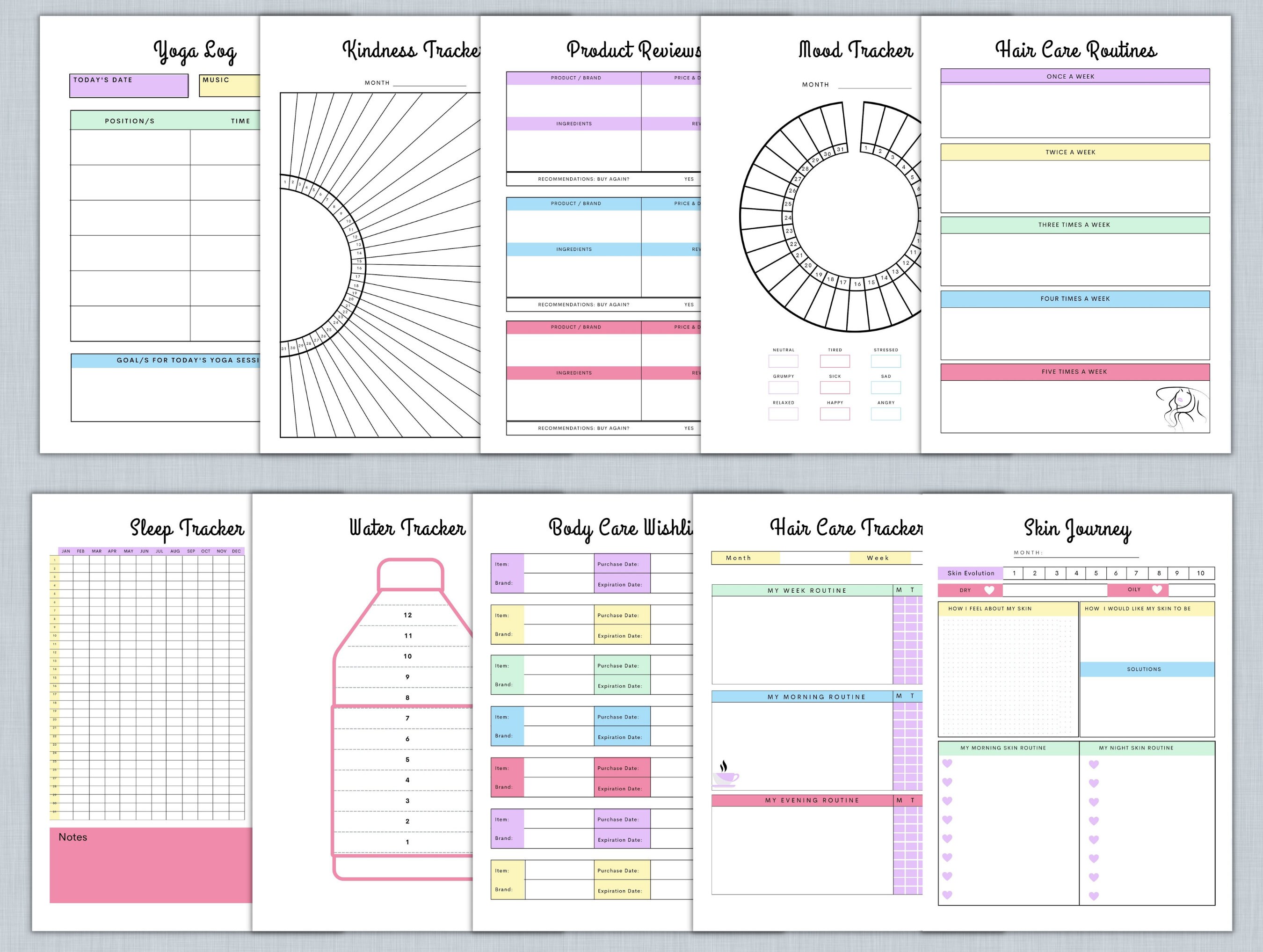 Self Care Planner Bundle Printable, Self-love Journal, Mental Health ...