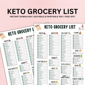 Keto Grocery List Printable, Keto Food List, Keto Tracker, Low Carb ...