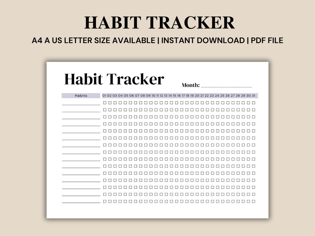 Minimalistic Monthly Habit Tracker Printable Weekly Habit Tracker ...