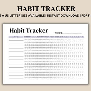 Minimalistic Monthly Habit Tracker Printable Weekly Habit Tracker Printable, Habit Tracker Template, Routine Tracker, Daily Habit Challenge