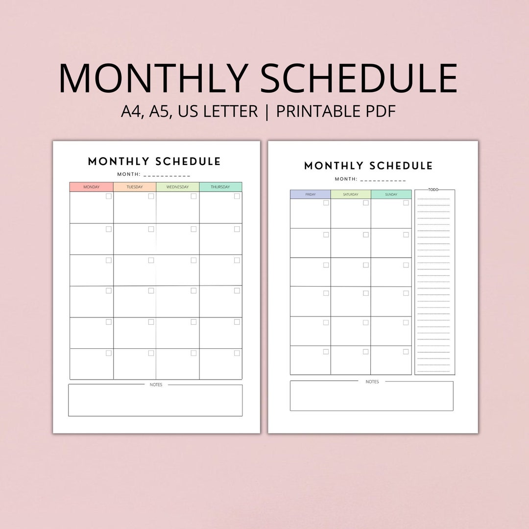 Homeschool Monthly Schedule Printable, Homeschool Planner PDF, Monthly ...